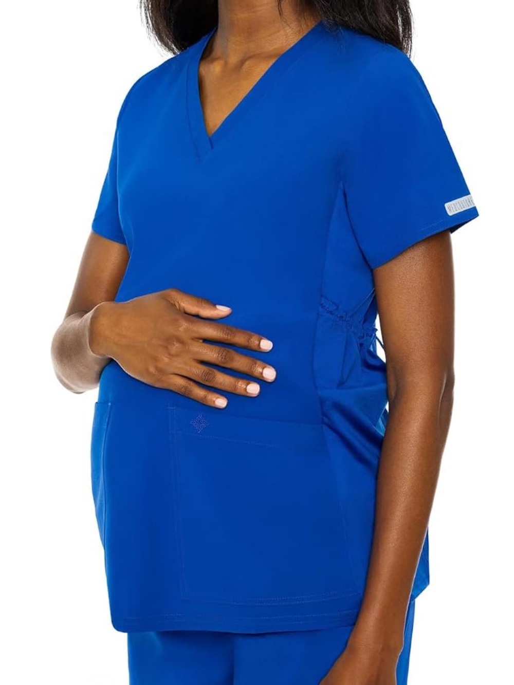 Med Couture Maternity Royal Blue V-Neck Short Sleeve Scrub Top